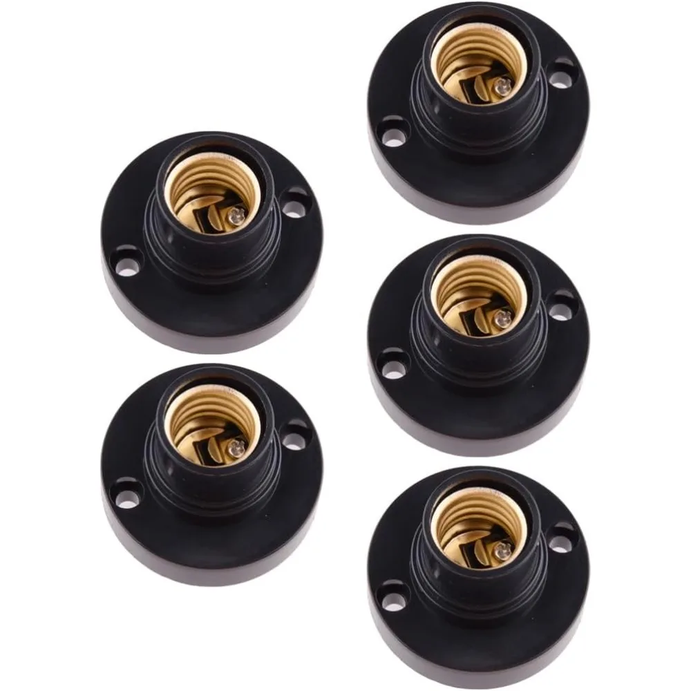 JOYINLED E14 White Black Base Lamp Socket, 5pcs/lot Plastic E14 Base, Screw Light Bulb Lamp Socket Holder, Led Light Bulb Holder