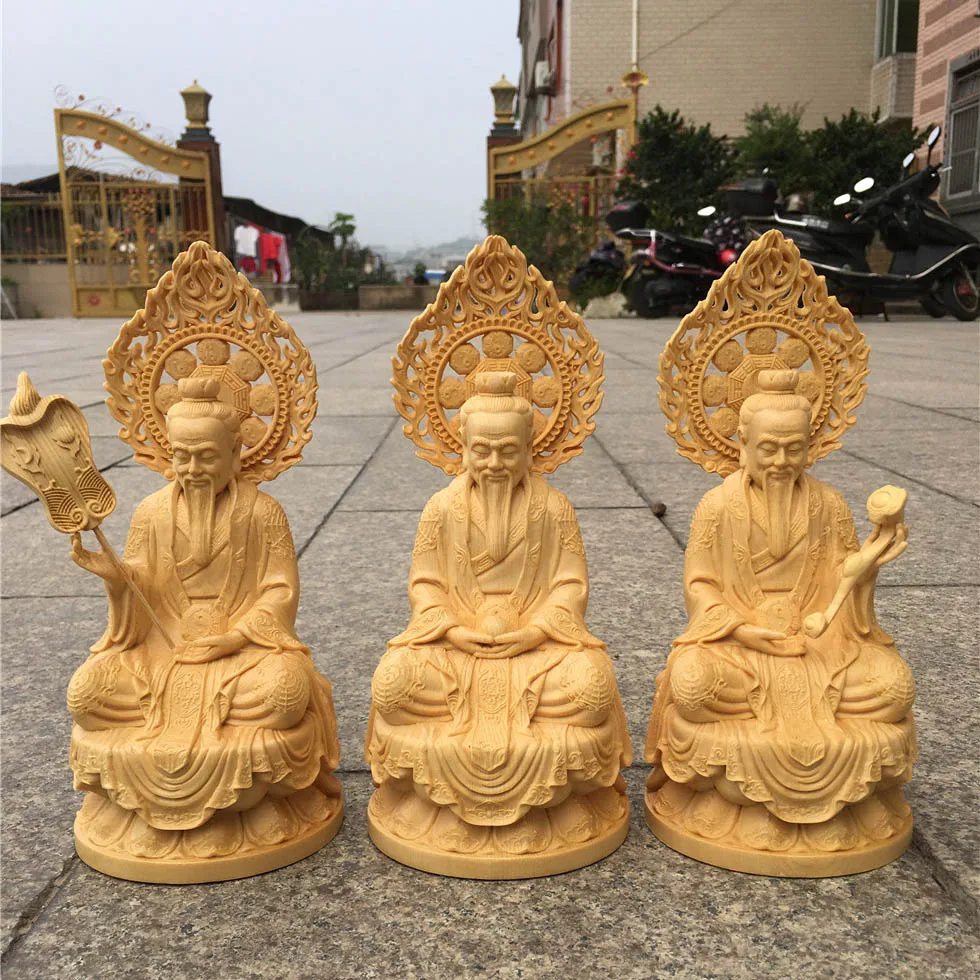 3PCS Sacred holy Talisman # home efficacious Protection FENG SHUI Taoism senior Taoist priest Sculpture Wood carving  ART statue