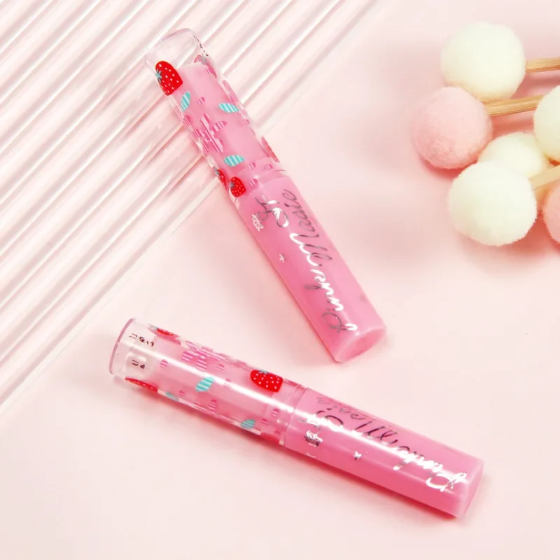 Moisturizing Natural Strawberry Essence Lip Gloss Changable Color Portable Waterproof Long Lasting Nutritious Lips Care Lipstick