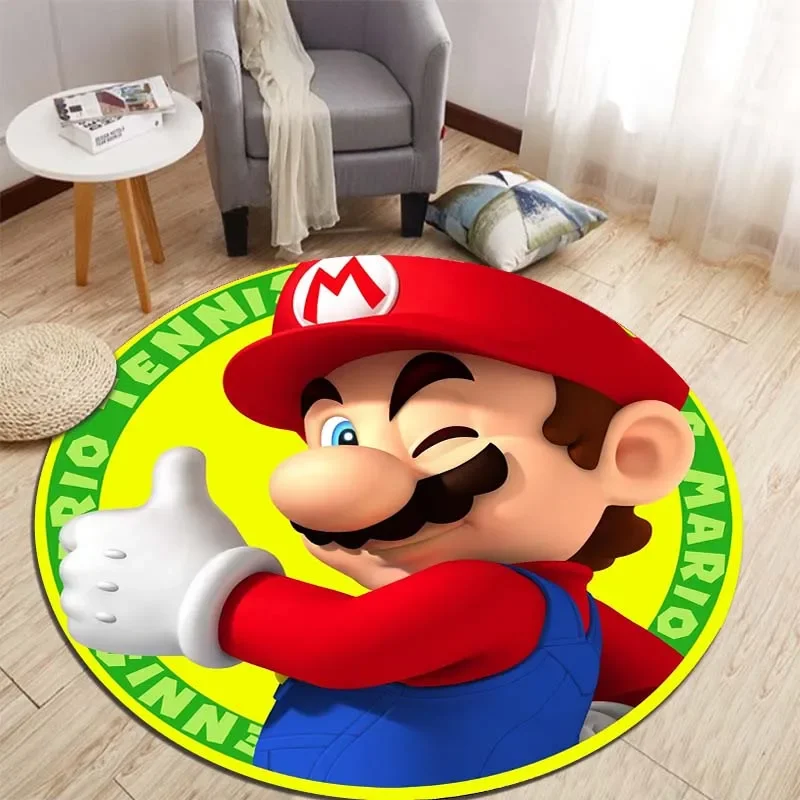 Cartoon Mario Bros Round Printed Pattern Circular Carpet,Bedroom decorative Rug,Use non-slip floor in living room,Outdoors,Home