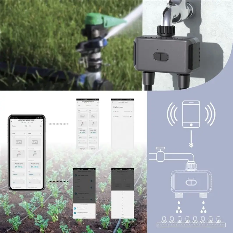 ABVG-Smart 2-Zone Watering Valve With Bluetooth - Garden Irrigation System Controller, Automatic Drip Sprinkler Valve