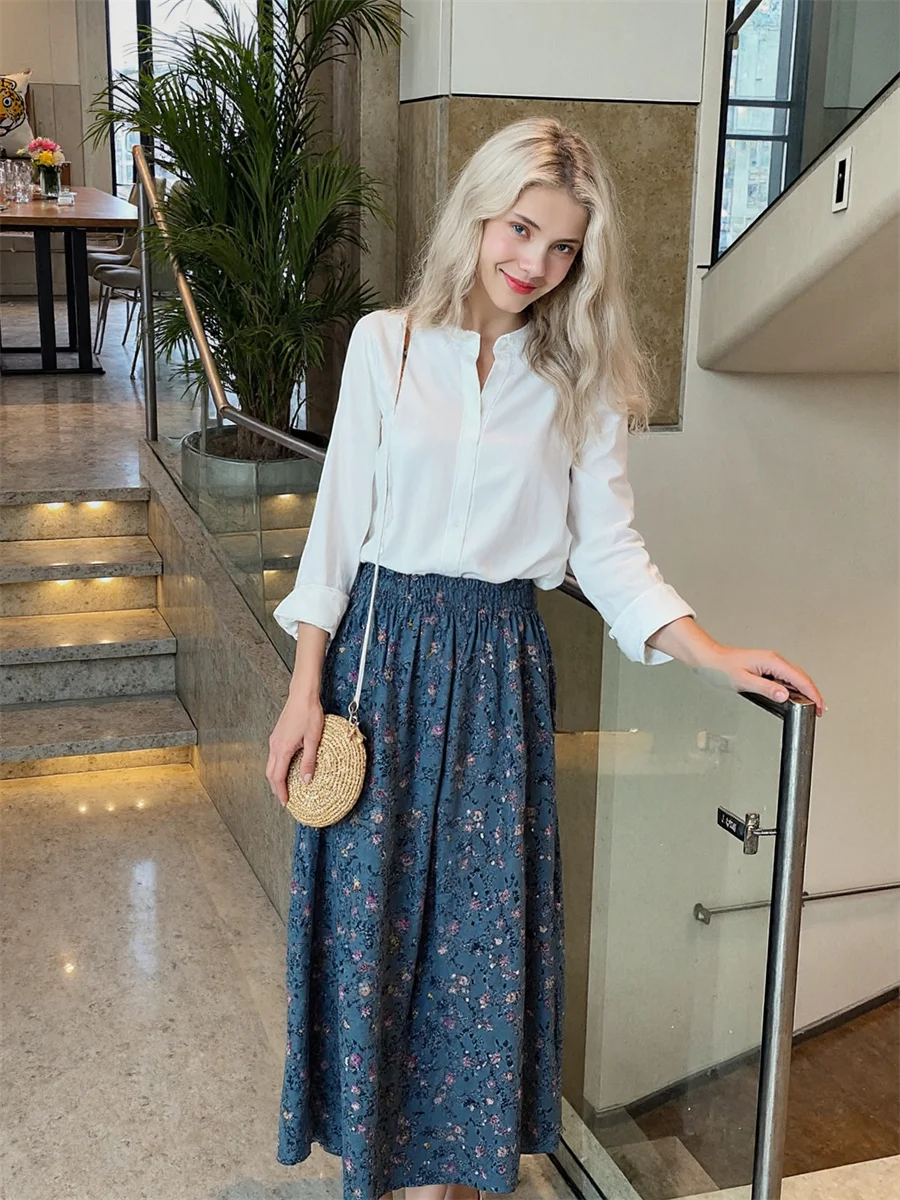 

Юбки миди с цветочным принтом, женские плиссированные многослойные сетчатые рюши в стиле пэчворк, художественные, современные, шикарные, элегантные, модные для колледжа