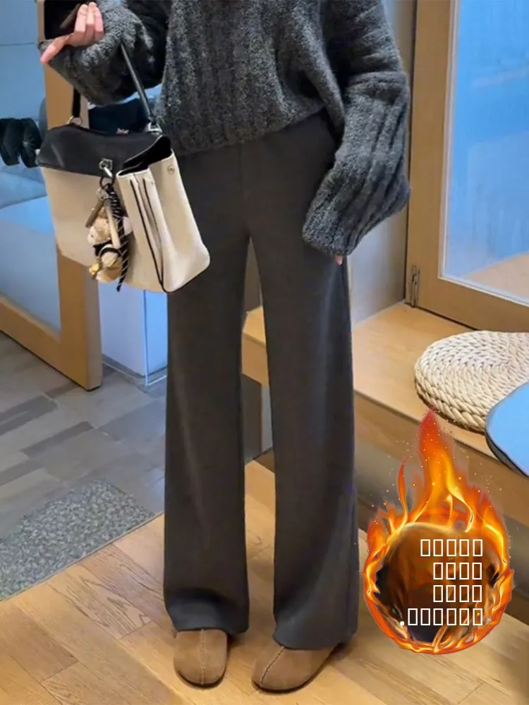 

Утепленные спортивные брюки Deep ey Fce с высокой талией, прямые, зауженные, женские, осенне-зимние, новинка