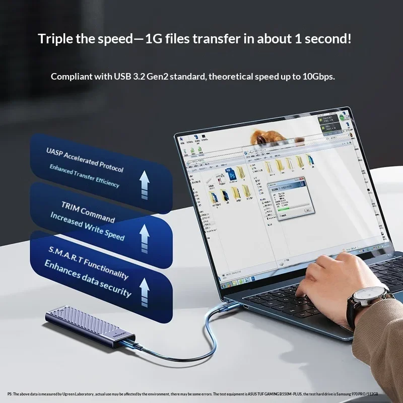 UGREEN 35050 M.2 NVMe SSD Enclosure USB-C Up to 10Gbps Aluminum Housing with Thermal Pad for External Storage and Data Backup