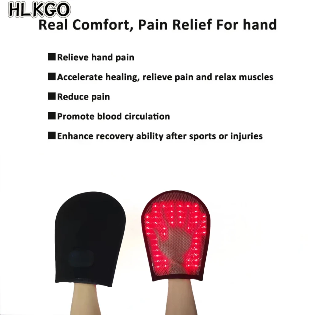

Перезаряжаемые перчатки для терапии красным светом HLKGO для боли в руках, жесткости и расслабления мышц