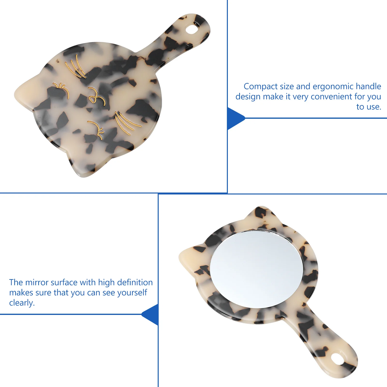 1 pz specchio per trucco effetto marmo portatile design compatto portatile specchio riflettente HD accessori per il trucco