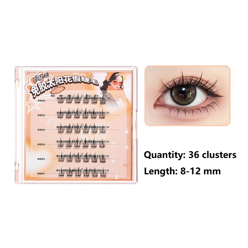 Flauschige DIY selbstklebende Wimperncluster, wiederverwendbar, Manga, kleberfrei, gefälschte Wimpernverlängerung, Wispy falsche Wimperncluster für Damen