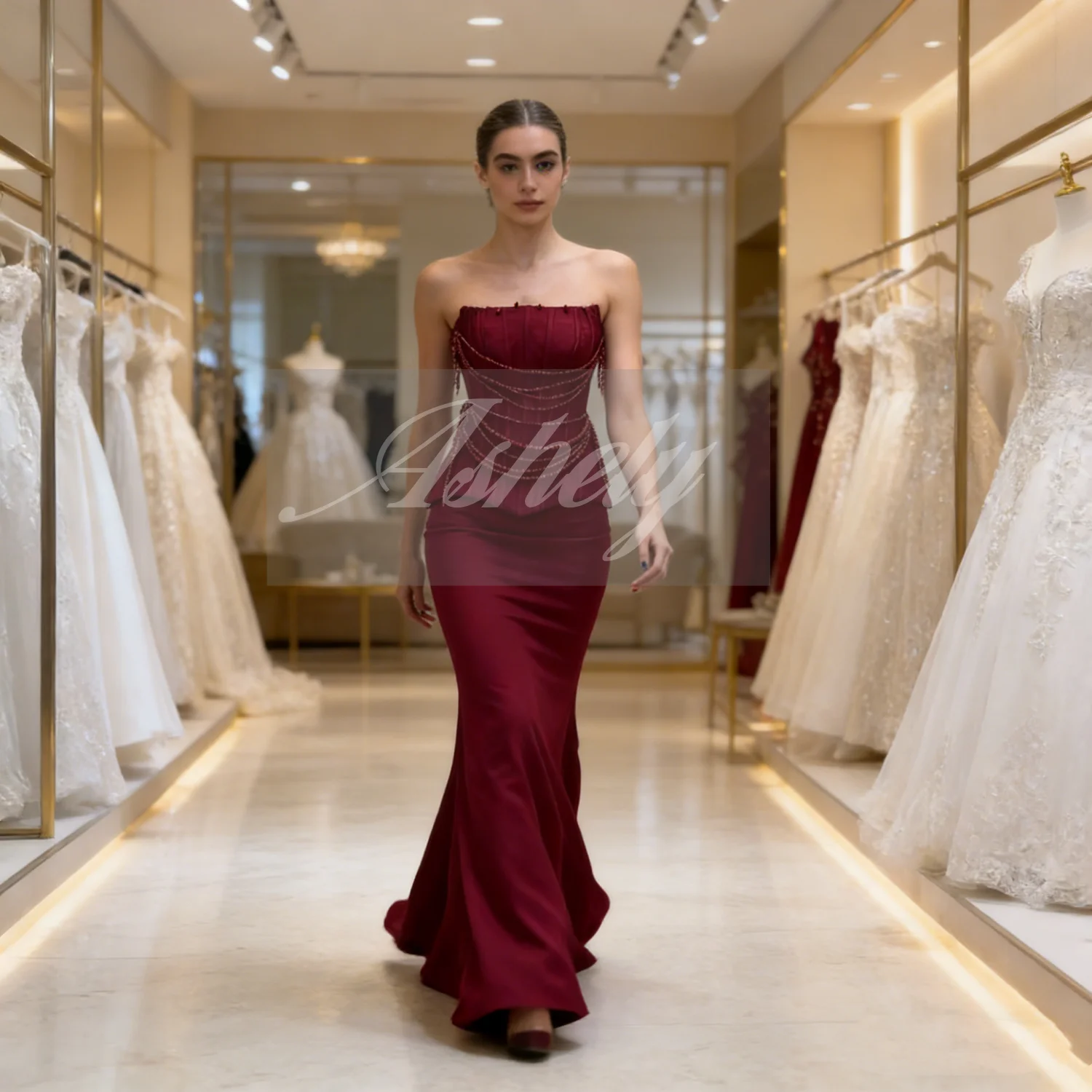 Women Formal Wear Designers - Abito da Sera Bordeaux dal Design