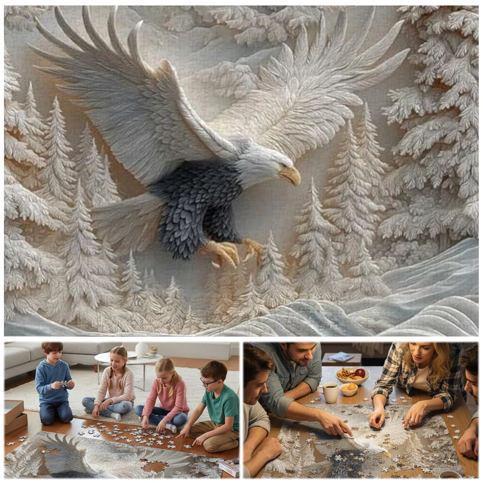 

Пазл «Резной орёл: летящая птица» на 1000 элементов, с дизайном «Резной лес», игра-головоломка для взрослых и детей, декор для дома, подарок