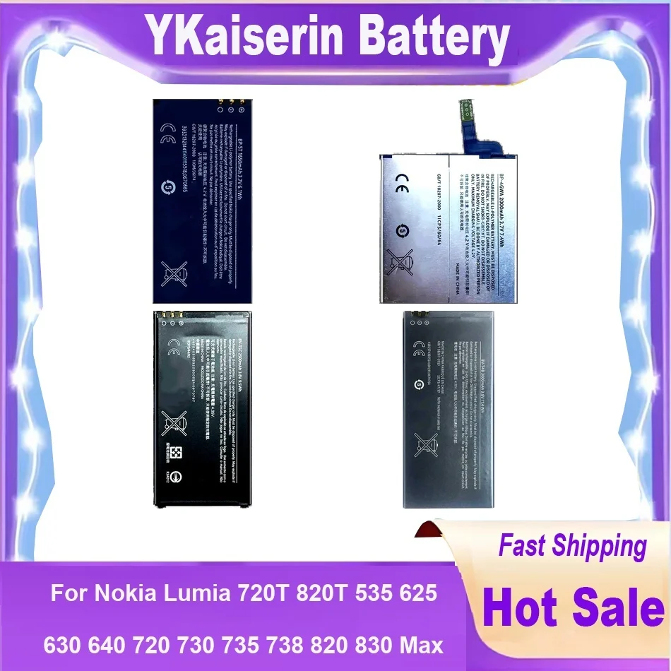 

BL-5H BV-T5C BL-L4A Аккумулятор для мобильного телефона Nokia Lumia 720T 820T 535 625 630 640 720 730 735 738 820 830 Max Аккумуляторы + НЕТ