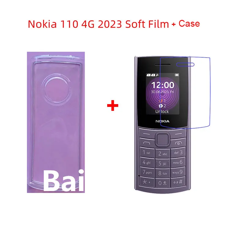 Protective TPU Soft Case For Nokia 110 4G 2023 Phone Funda Case with Protective Film Explosion-proof Film (Not Tempered Glass)