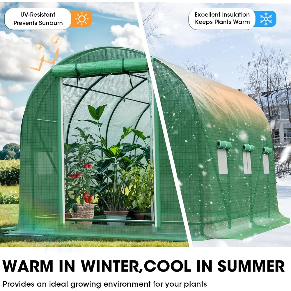 Portable Plant Hot Housewith Dual Zippered Screen Doors & 6 Screen Windows Heavy Duty Plastic Plant Warm House, Greenhouses