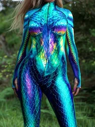 Sexy Snake Print Jumpsuit Colorful Party Morphsuit Holiday Party Forest Theme Front Zipper Zentai Suits Rave Outfits 2025