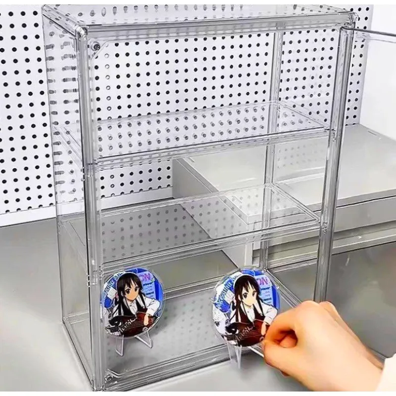 Large Capacity Transparent Acrylic Figurine Display Case with Removable Shelves Dustproof Storage Box for Desktop Organization