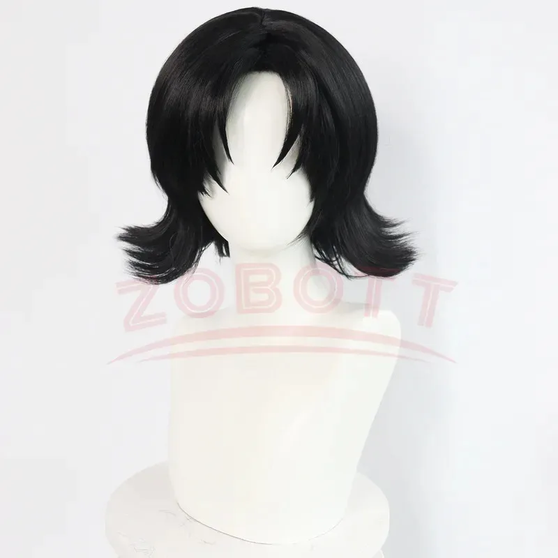 Mima Cosplay Wig Short Black Wig Halloween Party Wigs Perfect Blue Mima Cosplay Costume Red Strapless Tube Dress with Headband