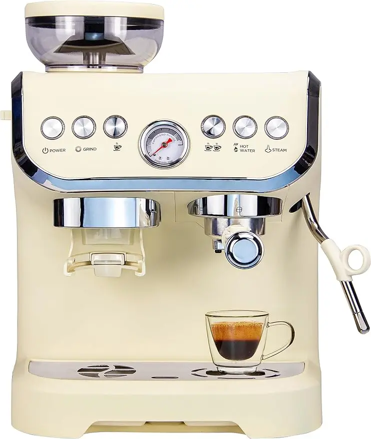 

Espresso Coffee Maker With Grinder For Home, 2000ML Water Tank&1450w and ABS Housing Combo Coffee Latte Maker Cappuccino Machine
