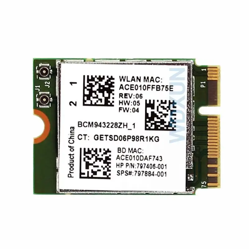 BCM943228ZH BCM943228Z WIFI BT4.0 Bluetooth 4.0 NGFF 300Mbps WLAN Card 802.11A/B/G/N SPS 797884-001 for HP ProBook 455 470 640 view 2
