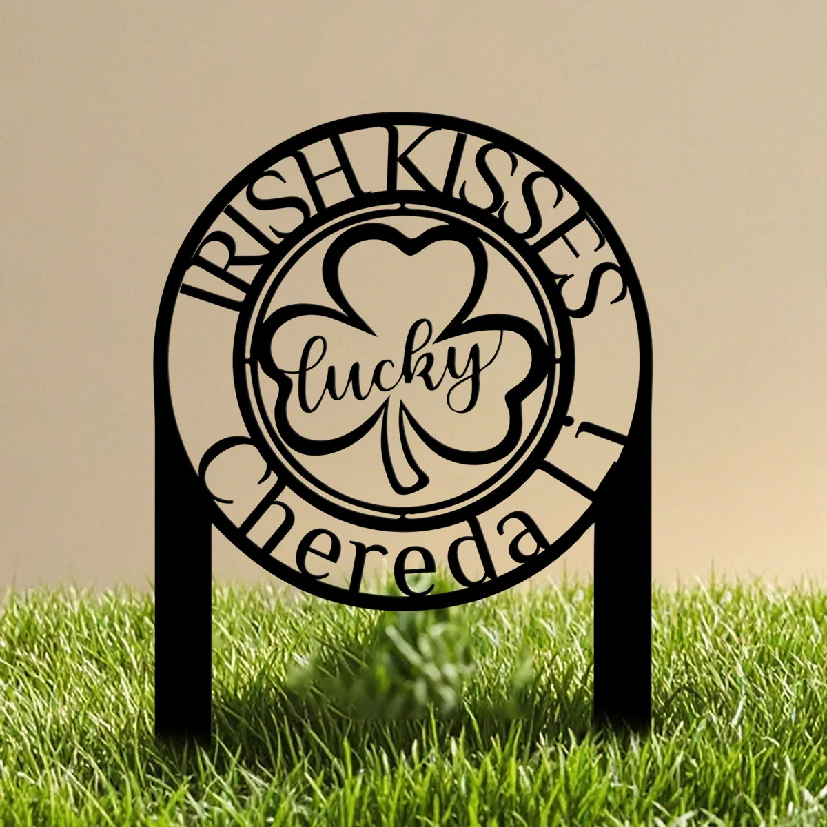 Custom Outdoor Irish Kisses Metal Yard Stake - Outdoor St. Patrick's Day Decor