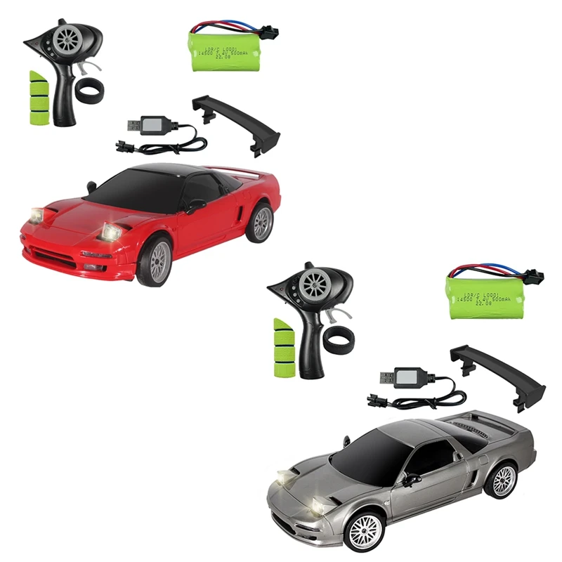 LD1803 1/18 2.4G 2WD RC Car Drift Vehicles LED Lights Full Scale Controlled Model Children Toys Silver Easy To Use