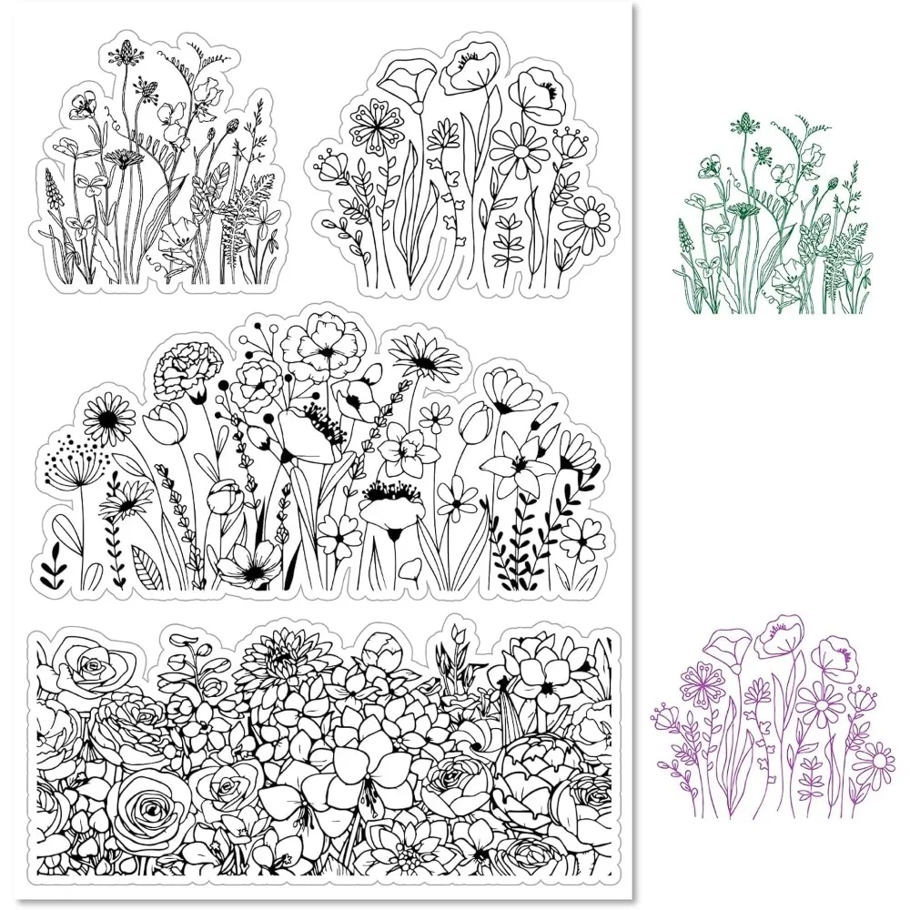 Transparente PVC-Stempel für DIY-Scrapbooking, Fotoalben, dekorative Kartenherstellung, Stempelbögen, Filmrahmen, Blumenmuster