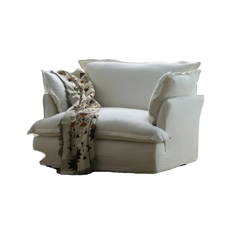 

Apartment Japanese-style lazy fabric linen dismantling and washing sofa small apartment down sofa super soft living room double