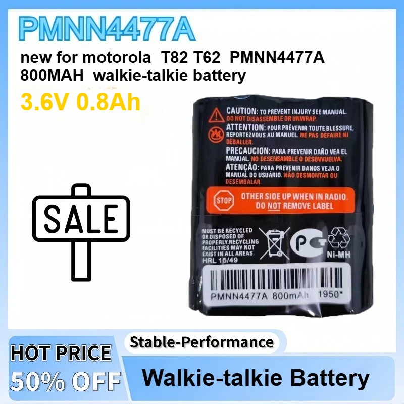 

New 3.6V 800mAh High-capacity PMNN4477A for Motorola T82 T62 T82C T92 Replacement Battery Walkie-talkie Battery