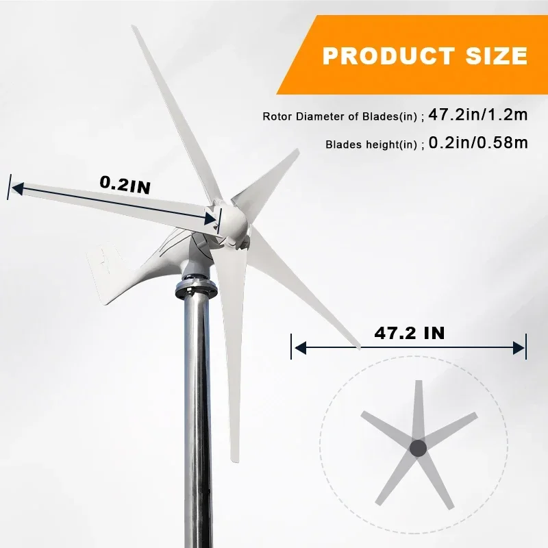 1000W Wind Turbine Generator Free Energy Portable Power MPPT Controller 12V 24V Home System Small Windmill Low Noise Waterproof