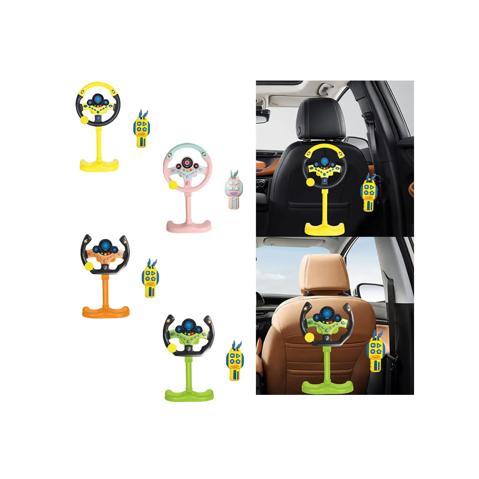 Volante simulado para niños, juguete copiloto, controlador de conducción, juguetes eléctricos con música ligera para niños pequeños, bebés y niñas