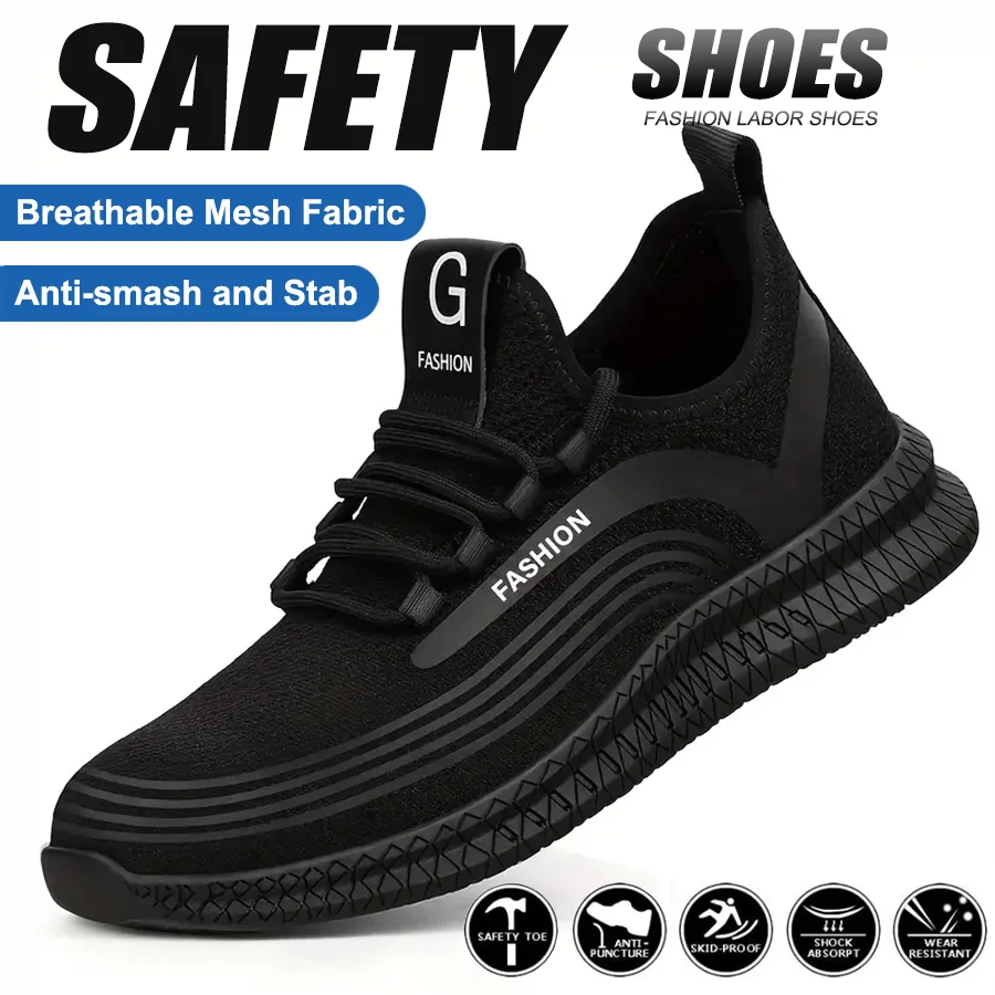 

Steel Toe Work Shoes for Men Lightweight Safety Shoe Indestructible Steel Toe Sneakers Industrial Construction Shoe Men's Work
