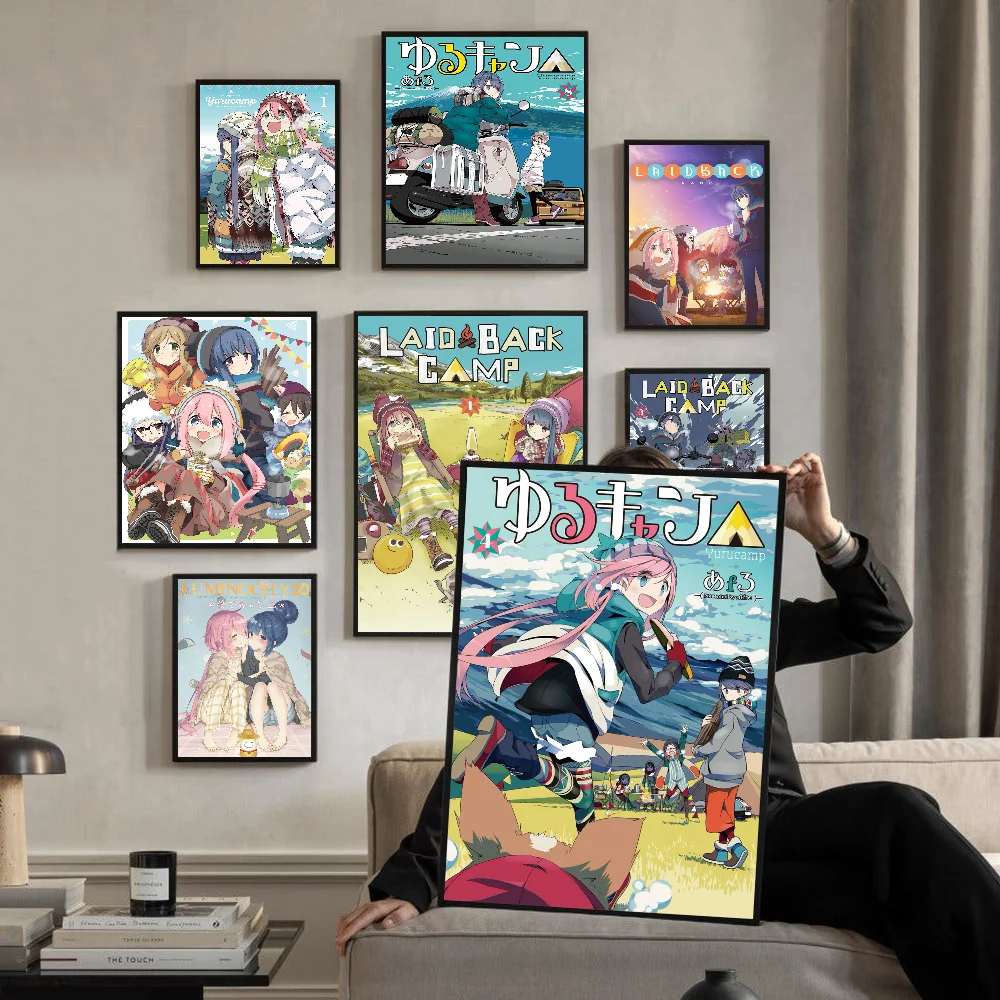 Anime Yuru Camp klassische Vintage-Poster HD-Qualität Wand kunst Retro-Poster für Home Room Wand dekoration