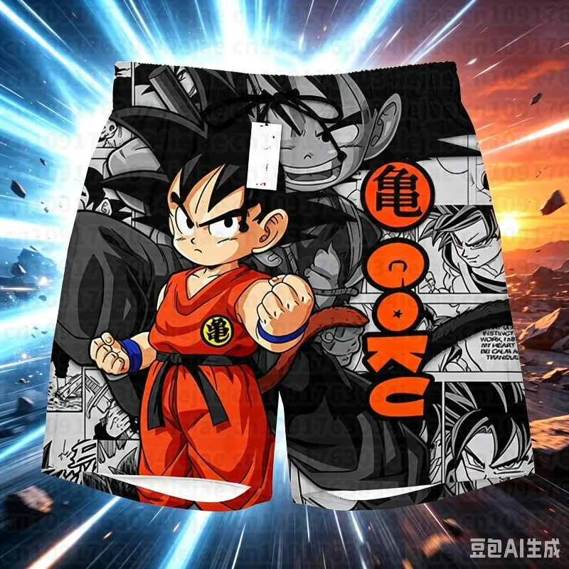 Pantalones Cortos de Verano 2026 con Estampado de Goku de Dragon Ball, Estilo Manga, Secado Rápido, para Hombre, con Símbolo de Kame, Casuales, Transpirables, para Playa