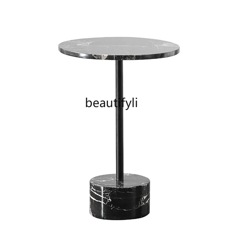 

Nordic Mild Luxury Marble Side Table Designer Model Room Living Room Bedroom Black round Simple Corner Table Customization