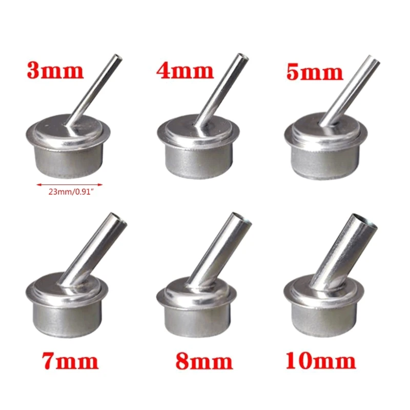 6 stuks 45° gebogen gebogen luchtmondstukset voor Quick 861 heteluchtpistool rework station