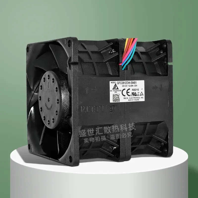 for Delta GFC0812DW-SM01 12V 12A 8080 Dual Motor Car Supercharged 8-Wire PWM Fan 8cm
