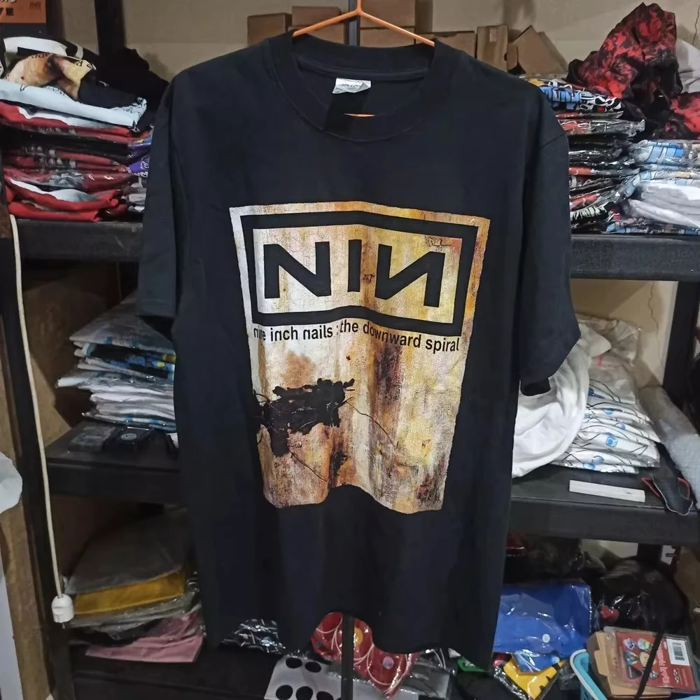 NIN Nine Inch Nails Downward Spiral Vtg Black Unisex T-shirt Reprint Unisex Men Women Summer Casual Crew Neck Cotton Tee