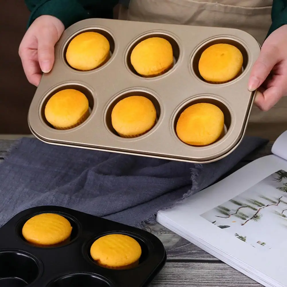 4/6 Cups Waffles Baking Mold Jumbo Muffin Pan Carbon Steel Cupcake Pan Nonstick Heavy Duty Cupcake Tray Baking Pan Baking Tool