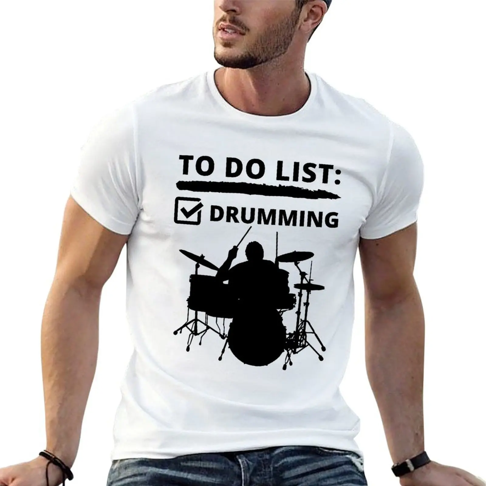 To Do List Drumming T-Shirt for a boy kawaii clothes plain black t shirts men