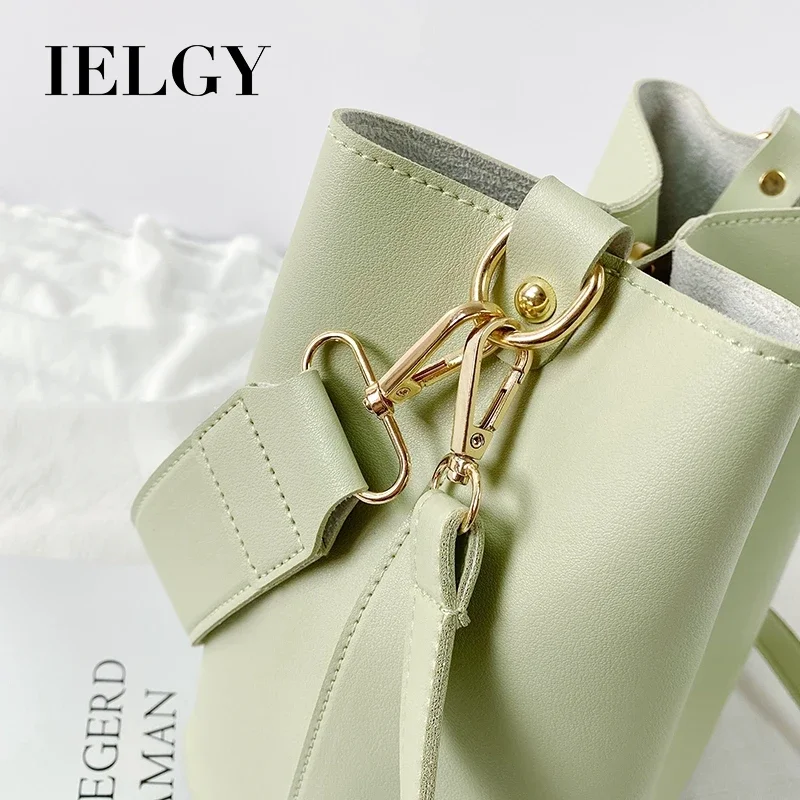 IELGY Shoulder Bag Bucket shape Crossbody bag for women fashion capacity: can put case iPhone 12 pro max