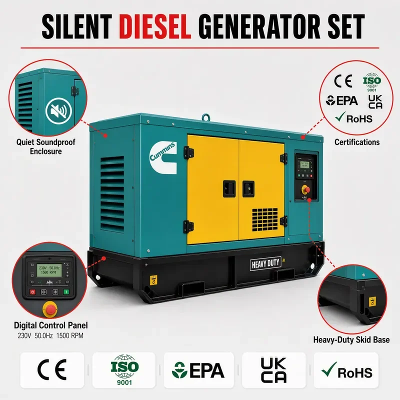 For Supplier 50/60Hz 60kva 480V Silent Type Open Frame Generator Set Auto Start ATS Stamford Alternator