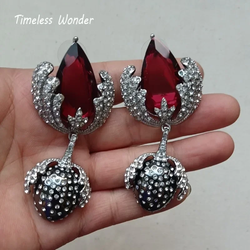 Timeless Wonder Fancy Crystal Geo Floral Stud Earrings for Women Designer Jewelry Runway Luxury Rare Gift Top Sweet 5150