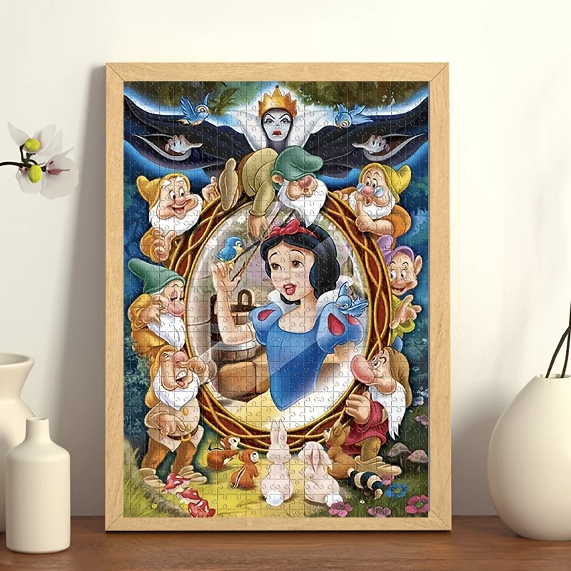 1000 elementów Puzzle DIY na prezent: Królewna Śnieżka i Zła Królowa z Lustrem, Krasnoludki - Wytrzymałe, nieregularne, bezszwowe puzzle kartonowe dla dorosłych