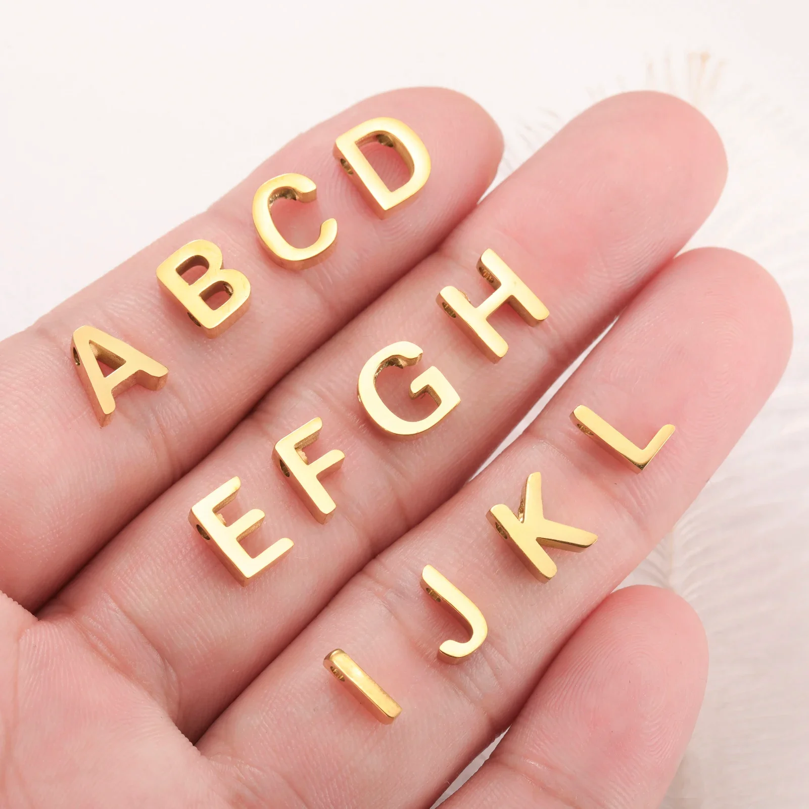 Tiny Initial Charm Stainless Steel Gold Color DIY A-Z Letter Alphabet Pendant for Necklace Bracelet Jewelry Making Wholesale