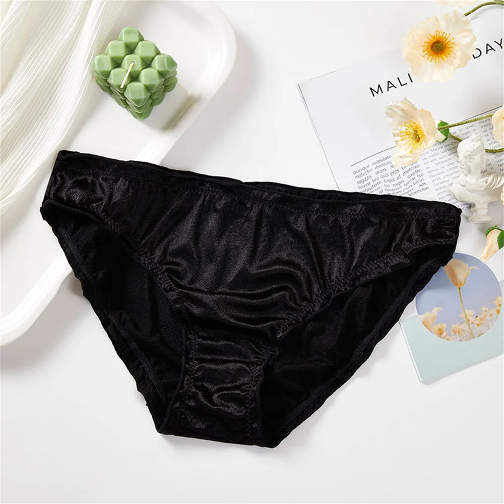 Dámské kalhotky s volánkem, saténové, ledově hedvábné, bezešvé, neviditelné, plus size, velikosti S/M/L/XL - náhled 3