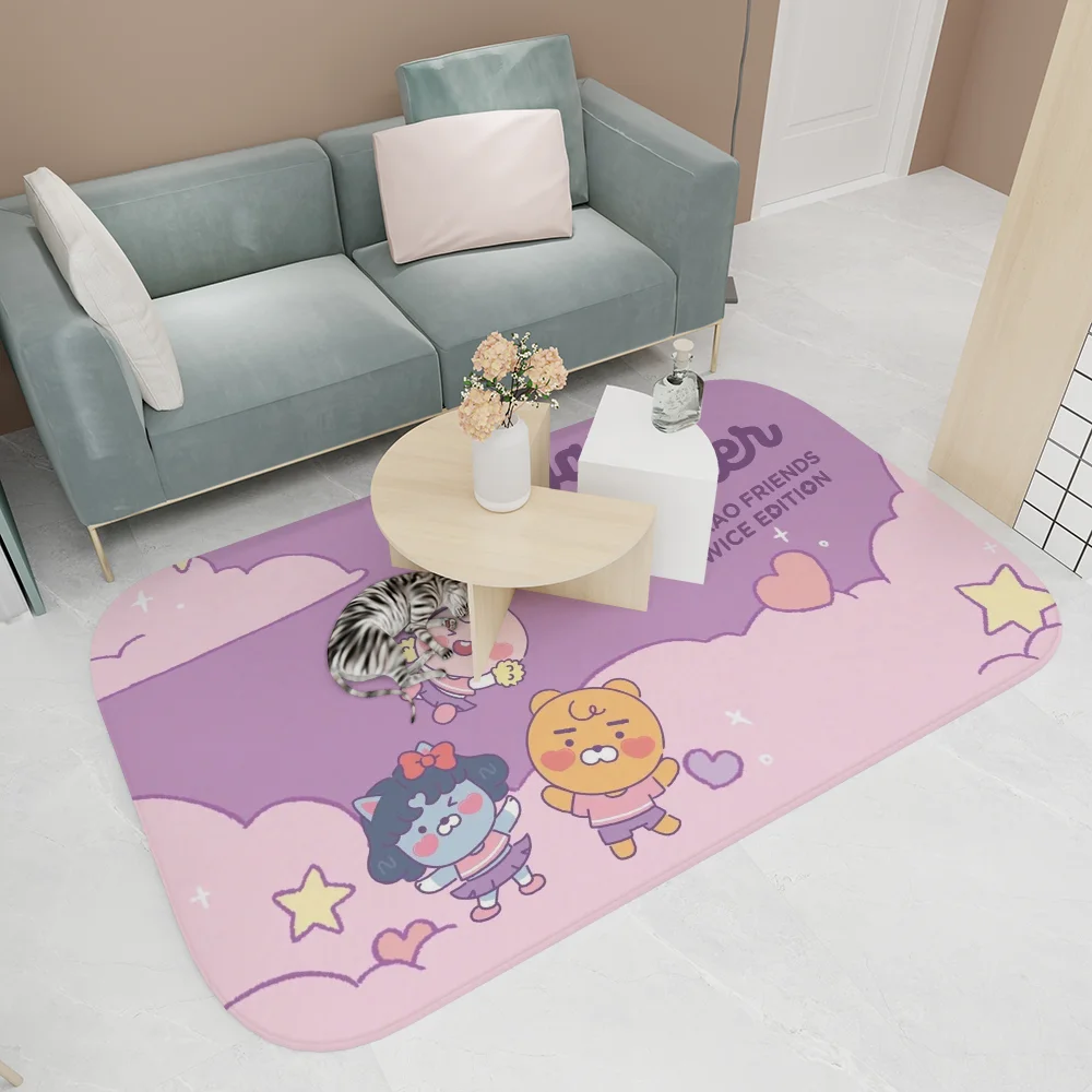 Cute K-Kakaos F-Friends Door Mat Washable Non-Slip Living Room Sofa Chairs Area Mat Kitchen Toilet Rug