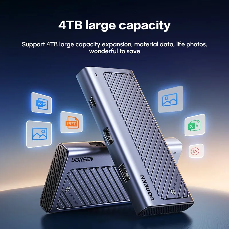 حاوية UGREEN 10 جيجابت في الثانية M.2 NVMe، حاوية SSD مضادة للسقوط لجهاز MacBook، حاوية ألومنيوم M.2 تدعم M.2 NVMe/SATA SSD #5