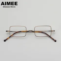 Japanese Pure Titanium Ultralight Glasses Frame Classic Small Square Men Women Prescription Eyeglasses Optic Blue Ray Lens Gafas