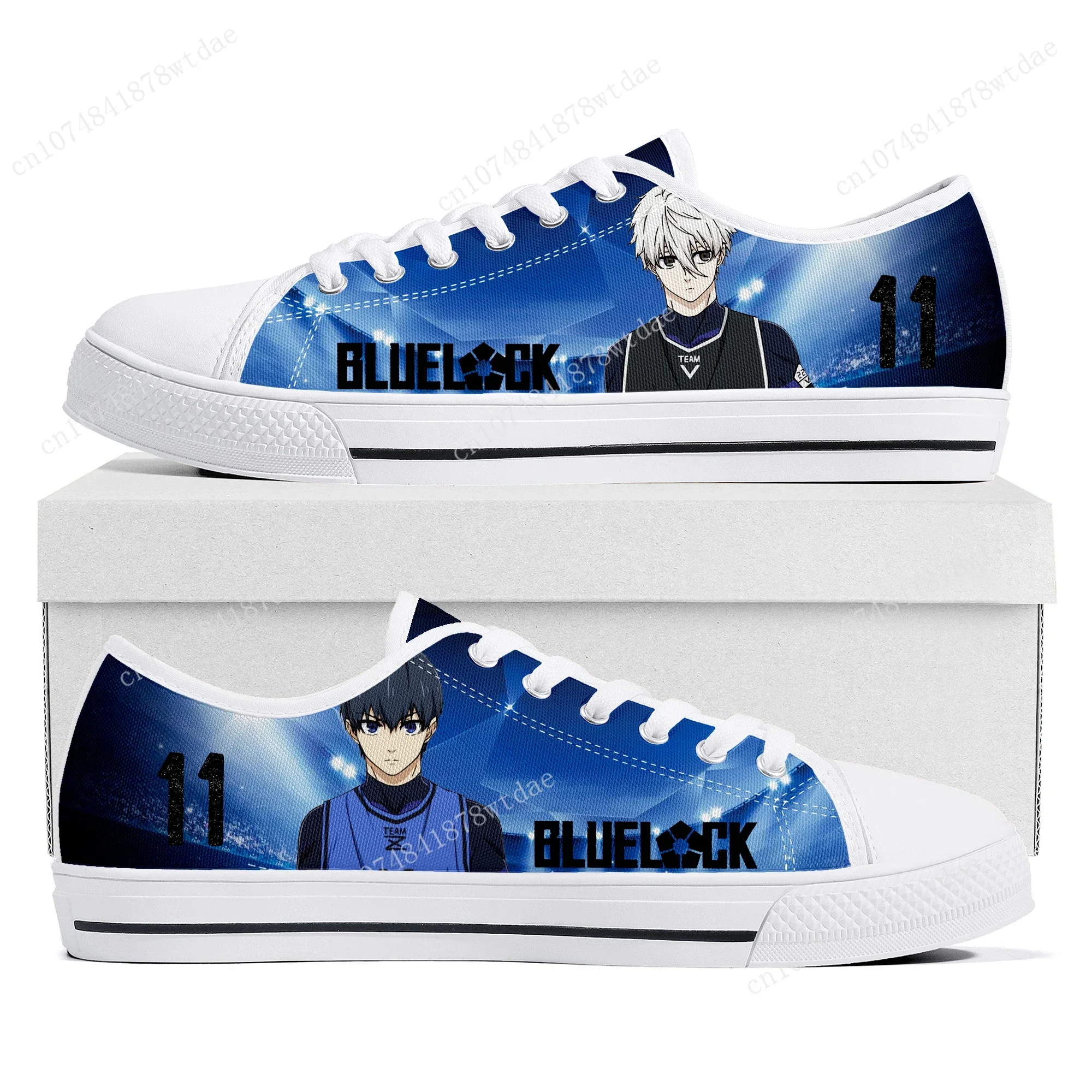 Blue Lock Low Top Sneakers Womens Mens Teenager Yoichi Isagi High Quality Canvas Sneaker Couple Comics Manga Custom Made Shoes