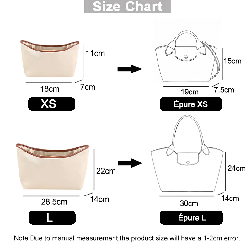 Satin Inner Liner for Epure Tote XS and L, Multi-Pocket Bag Organizer Accessory