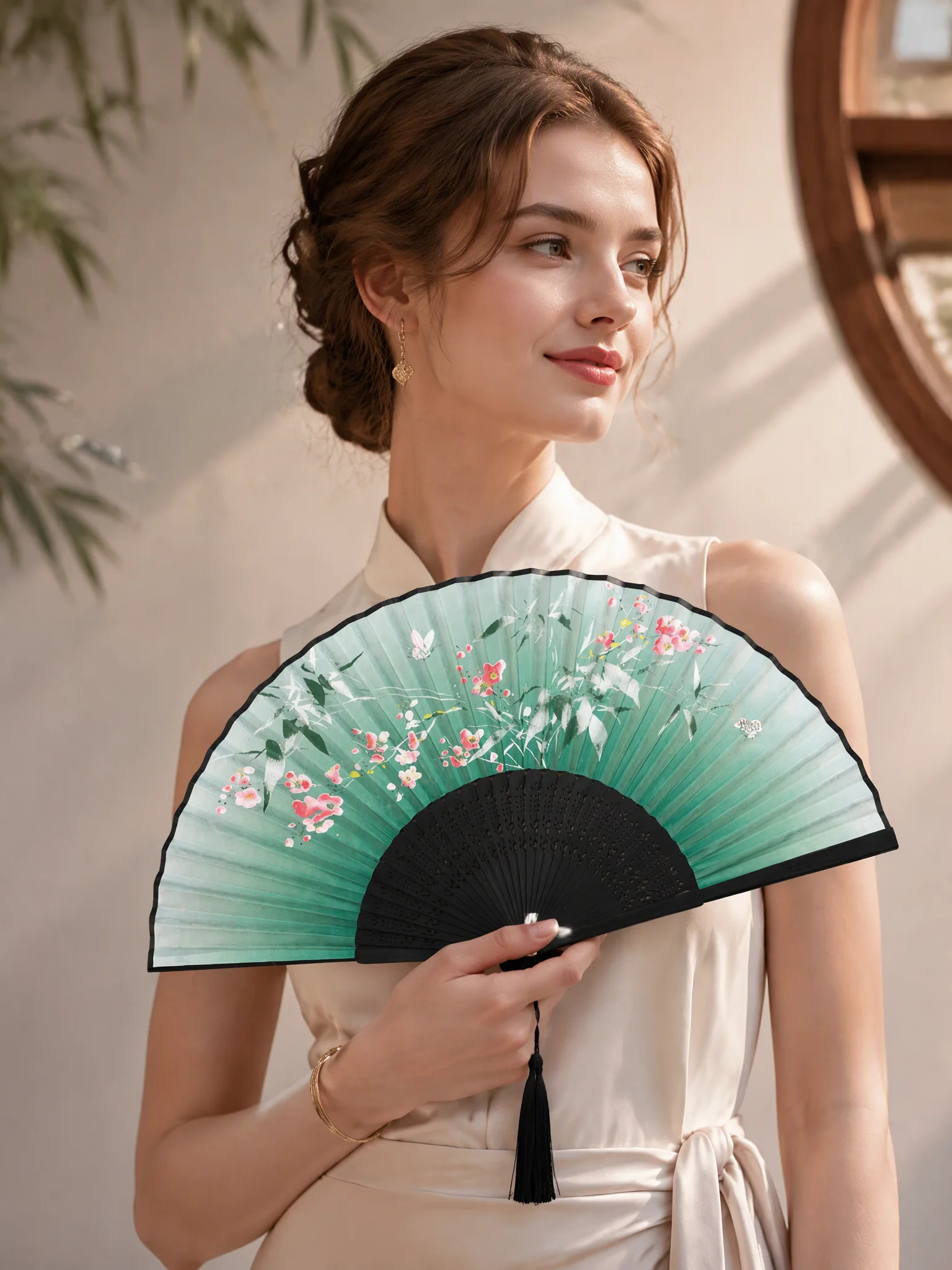 Handmade Bamboo Hand Fan Natural Material Traditional Asian Style Tabletop Decoration And Cooling Tool for Summer