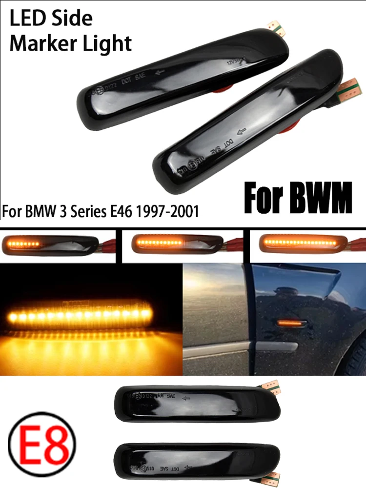 For BMW E46 3 Series Limo/Touring/Coupe/Cabriolet/Compact Dynamic Side Marker Turn Signal Lights